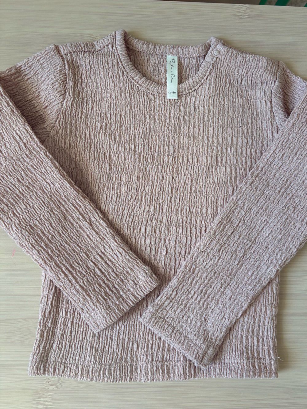 Rylee + Cru Blush Pink Textured Long-Sleeve Top